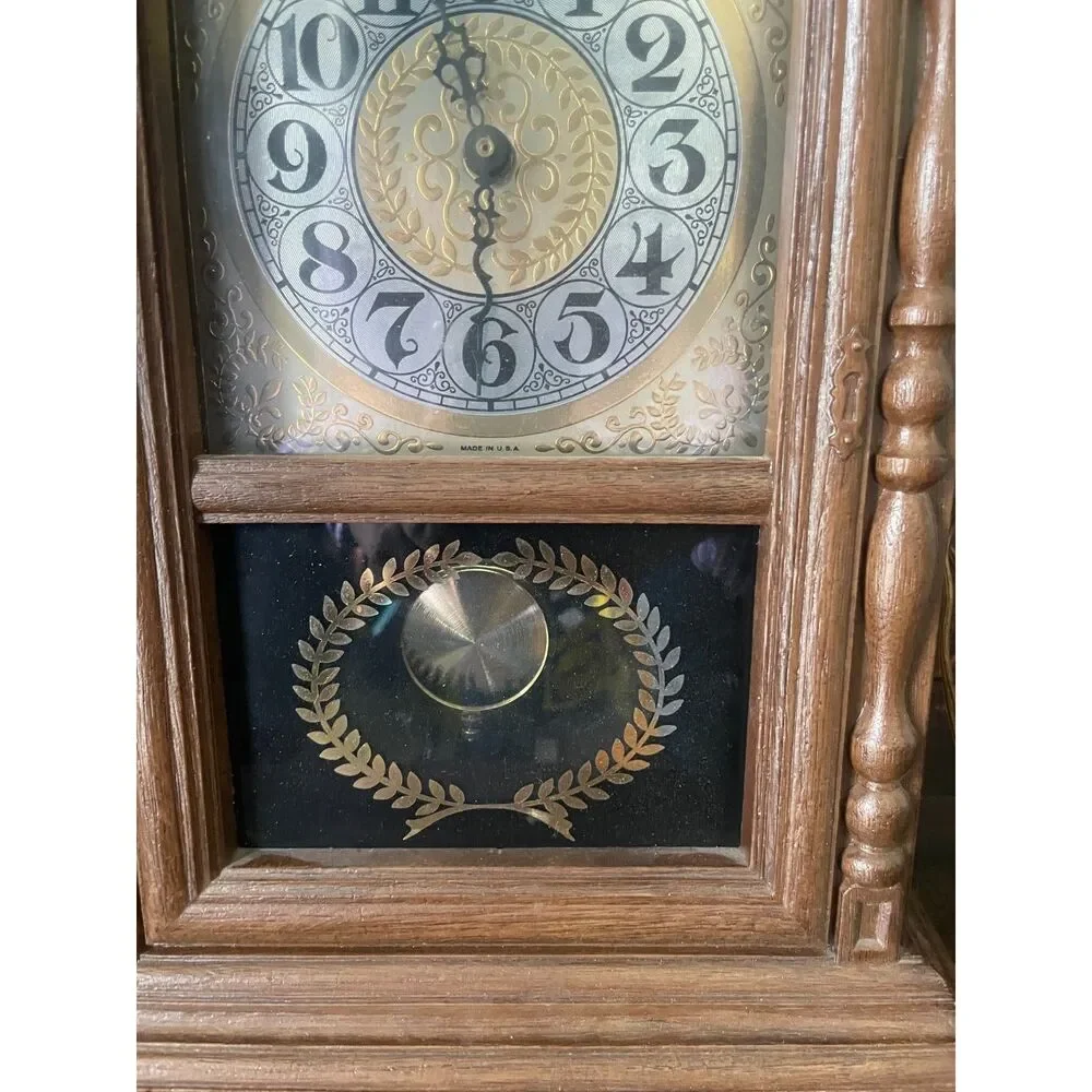 Vintage Westminster Chime Quartz Mantel Clock Wood Pendulum Working USA